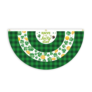 Bandera de San Patricio de 35x17 Pulgadas, <span class=keywords><strong>Media</strong></span> Redonda, Hecha de Poliéster, con un Cinturón Superior y 2 Hebillas de Latón - Product Image 1