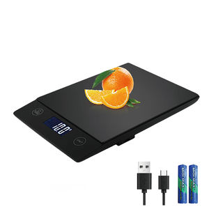 Balance de cuisine numérique en verre trempé noir Rechargeable de haute qualité plate-forme d'équilibre alimentaire électronique affichage LCD alimentation électrique - Product Image 2