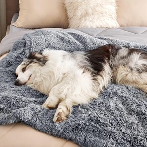 Solid Color Reversible Soft Sherpa PV Fleece Waterproof <strong>Dog</strong> Bed Cover Pet Blanket <strong>Throws</strong> <strong>for</strong> Bed <strong>Sofa</strong> and Floor - Product Image 3