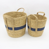 Corde d'herbe fraîche Feng Shui panier de rangement tissé bicolore de haute qualité panier à linge sale
