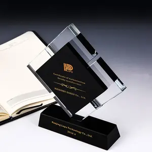 Shining Factory Preis Kristall Trophy und Preis individuelles Logo schwarze Farbe Kristall Trophy für Geschäftsgeschenk