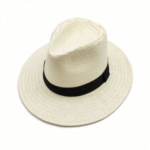 Sombrero Panamá Beige Personalizado para Mujer, con Cinta Negra, Diseño Calado y Transpirable, para Playa - Product Image 6
