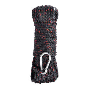 Corde d'ancre de bateau en polypropylène, diamètre personnalisé, noire avec rouge, imperméable, corde creuse tressée pour bateau - Product Image 1