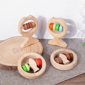 <span class=keywords><strong>Hochet</strong></span> en bois doux à mâcher de couleur naturelle jouet mobile de berceau musical pour enfants de 0 à 3 ans - Product Image 2