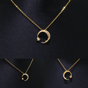 Collier <span class=keywords><strong>pendentif</strong></span> personnalisé en or 18 carats en forme de lune avec diamant serti griffe |   Vêtements de tous les jours unisexes de luxe |   Certifié IGI/GIA - Product Image 4