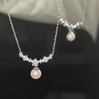 Collier de perles Sakura en argent sterling 925, collier ras du cou élégant et délicat de style français
