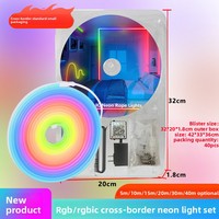 Nouvelle Bande LED Néon RGB Intelligente à Commande Vocale en Silicone DIY, Effet Marquee et Eau Courante, Éclairage Ambiant /2.4G 40 Mètres en Stock