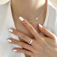 Collier de perles d'eau douce en argent sterling 925 pour femmes, chaîne de clavicule en os de serpent simple, design de personnalité chic