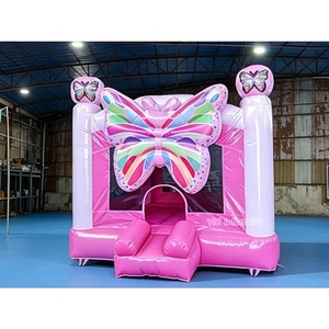 <span class=keywords><strong>Castillo</strong></span> Inflable de PVC Rosa con Diseño de Mariposa, Grado Comercial, 0.55mm, Venta Directa de Fábrica - Product Image 1