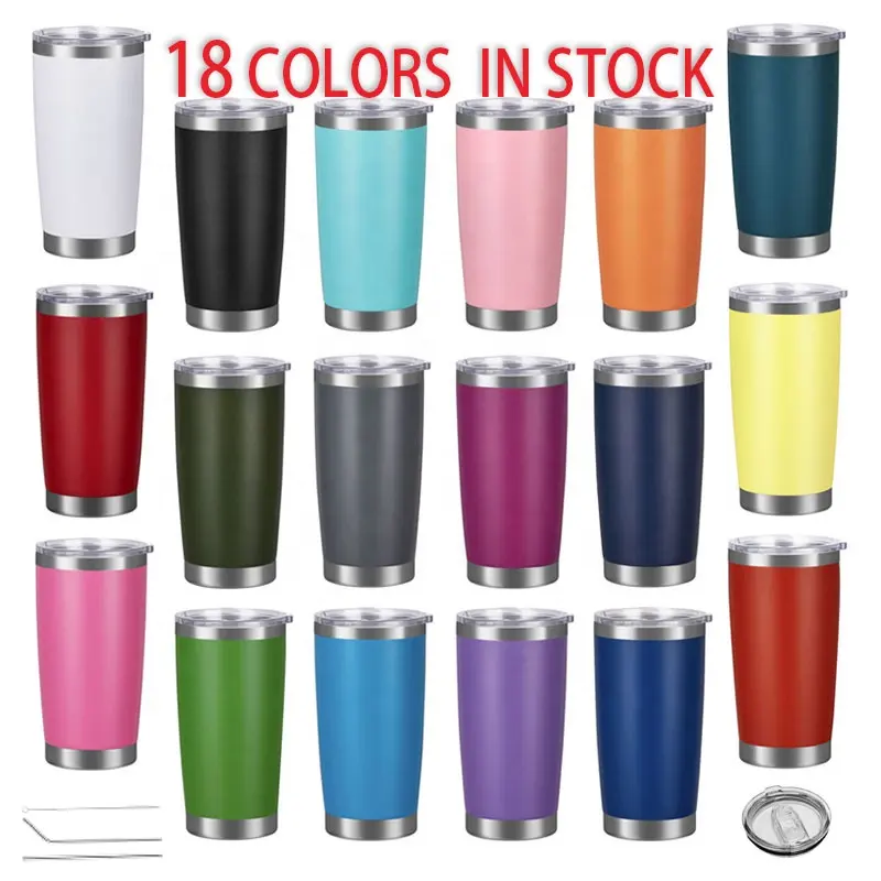 20 oz powder coat tumbler customized double wall insulated stainless steel bulk blank coating tumbler with lid keep hot and cold