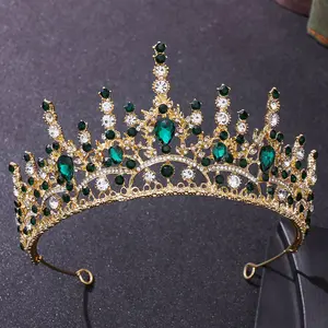Diadèmes floraux Miss Princess avec couronne en cristal Ensembles de mariée Diadème d'anniversaire pour filles