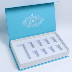 Caja de Maquillaje Compacta de Lujo Estilo Libro Azul, Inserto Magnético Protector de Papel, Embalaje en Relieve Estilo Libro Azul - Product Image 3