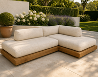 Ensemble de coussins de canapé d'extérieur beige sable, hydrofuges, résistants aux UV, séchage rapide, antidérapants, avec soutien profond pour la position assise et rembourrage personnalisé
