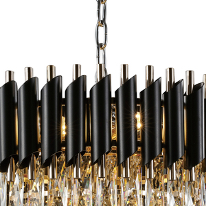 Lustre rond en cristal K9 en fer noir mat doré brillant 8*E14 LED, luminaires suspendus de luxe - Product Image 3