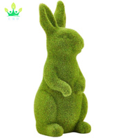 Lapin de Pâques vert mousse lapin en peluche Sculpture artificielle lapin vert résine ornement printemps jardin cadeau de Pâques décor de Pâques