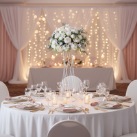 Arreglo de Rosas y Hortensias Artificiales de Seda Blanca y Rosa Personalizado, Grandes Bolas de Flores Románticas para Centros de Mesa de Boda y Decoraciones