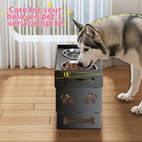 Mangeoire double pour animaux de compagnie, pour grands chiens et chats, sur pieds hauts, pliable, protège le cou, grande capacité, bol pour nourriture pour chien