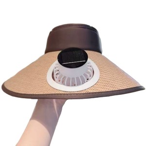Gorra con Ventilador Solar, Sombrero de Paja de Ala Ancha, Recargable por USB, Protección Solar de Verano, Protección UV, Color Caqui, Beige, Negro - Product Image 5