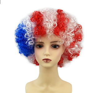 2026 Copa de fútbol Bandera nacional Peluca de color Suministros para fiestas de invierno <span class=keywords><strong>Afro</strong></span> Headgear Carnival Festival Props para adultos Fan peluca - Product Image 1