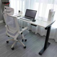 Bureau debout moderne pour le télétravail, cadre de bureau électrique à moteur unique, 2 niveaux, hauteur réglable jusqu'à 46 pouces, en acier inoxydable