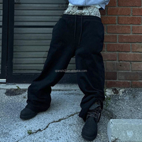 QIANSHI Custom Stacked Track Pants Men Oversize Sweat Pants Men Cotton French Terry Wide Leg Double Waisted Baggy Sweatpants