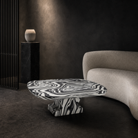 Table basse moderne de luxe en faux marbre zèbre, finition mate, en marbre artificiel à âme en pierre, pour salon et mobilier de maison