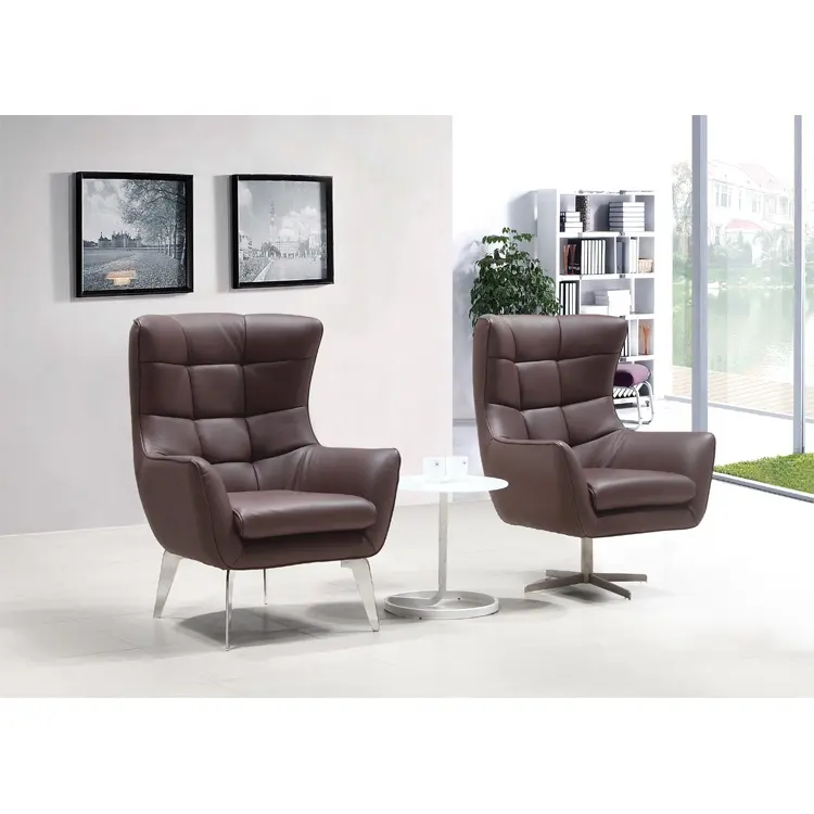 Bahasa Italia Kulit Modern Kantor Single Seater Furniture Kursi Sofa