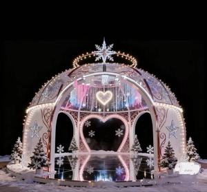 عرض قوس ومتاهة بإضاءة LED خارجية بتصميم ندف الثلج لعيد الميلاد وعيد الشكر، مناسب للحدائق الترفيهية وديكورات حفلات الزفاف - Product Image 2