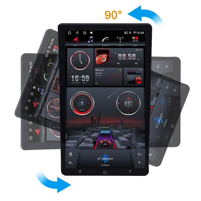 13 Inch Double Din Rotatable 2 Din Car Radio MP5 Player Car Screen Display Navigation GPS Wireless Carplay Android Auto