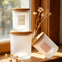 Daize - Bougie aromatique classique en verre transparent givré blanc avec couvercle et modèle de personnalisation MHC-001