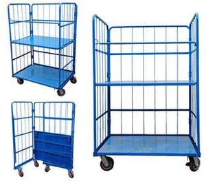 Aanpasbare <span class=keywords><strong>Oem</strong></span> Vierwielige Opvouwbare Logistieke Trolleys 500Kg Capaciteit Staalgaas Opslagrol Pu Gepoedercoat Gelast Staal - Product Image 4