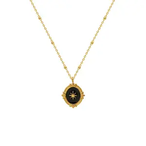 French court style six star awning necklace treasure home texture stainless steel necklaces for women jewelry