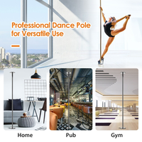 Poteau de danse avancé 45mm avec ajusteur de hauteur à la base Spinning / Static Stripper Pole Kit de poteau de danse amovible Portable