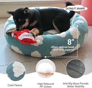 Cama redonda antiansiedad esponjosa para perros Donut, lavable, resistente a mordeduras, acogedora cama para dormir para mascotas para perros pequeños y medianos - Product Image 2