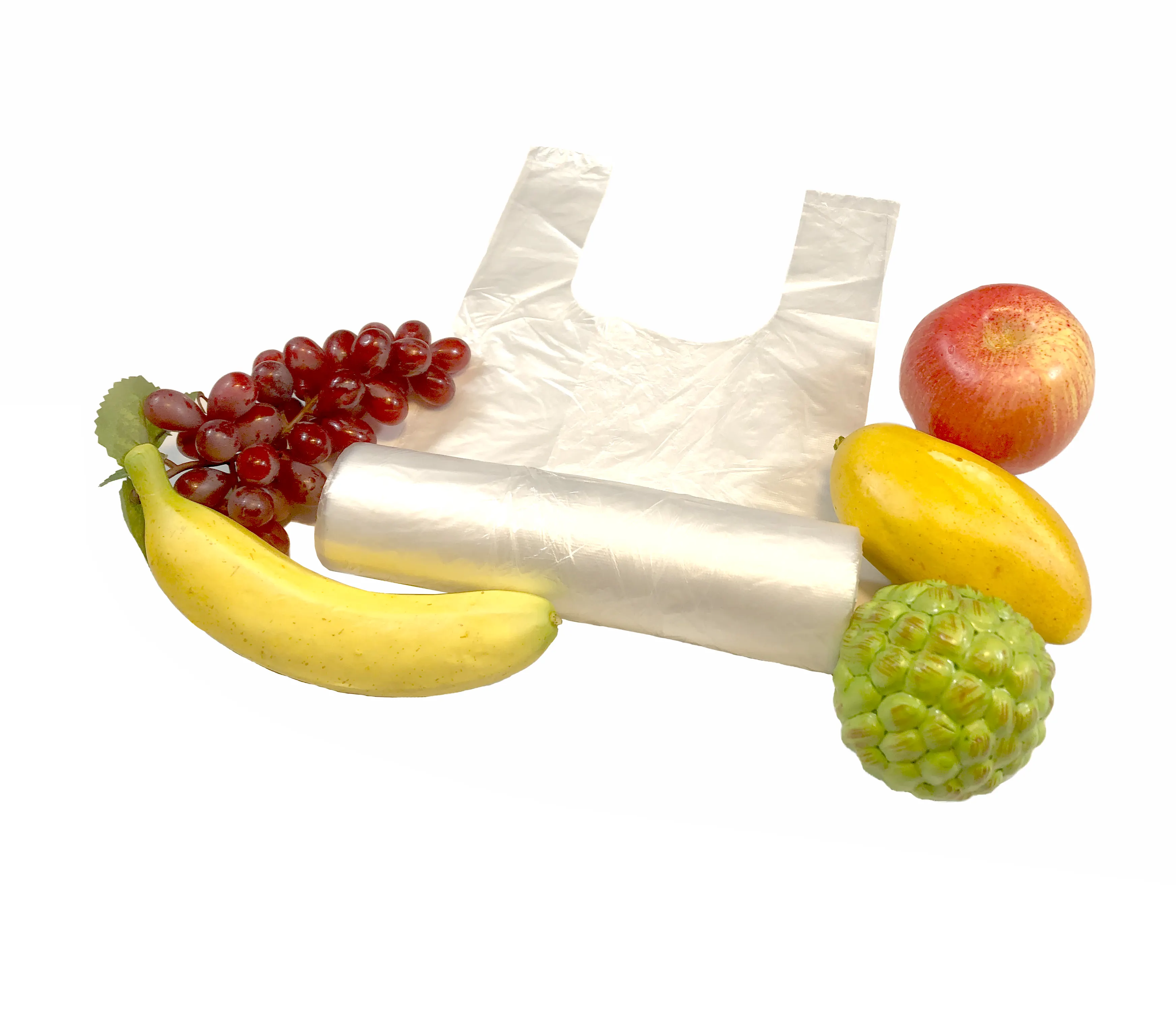 スーパーマーケットの果物と野菜のTシャツスタイルのフリーザーバッグオンロール