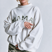 Sweat-shirt à col montant pour femme en viscose à pois, molleton de coton, coupe ample, style streetwear décontracté