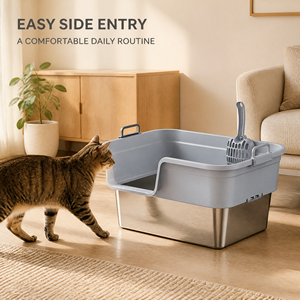 Bandeja de Acero Inoxidable para Gatos, Inodoro Metálico Grande para Gatos, Gatitos y Mascotas Pequeñas - Product Image 5