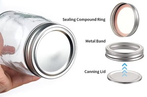 Bán Buôn Thực Phẩm Lưu Trữ <span class=keywords><strong>Mason</strong></span> Jar 150Ml 250Ml 300Ml 330Ml Rộng Miệng Thủy Tinh <span class=keywords><strong>Mason</strong></span> Lọ Với Kim Loại Có Nắp Đậy - Product Image 2