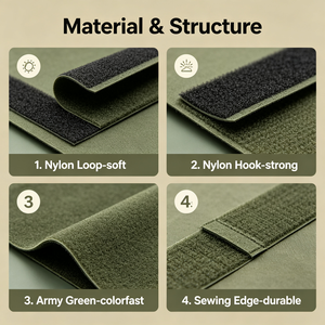 Fita de Velcro Verde, Fecho de Nylon Verde Oliva Costurável em Rolo, Largura Personalizada 20-50mm para Bolsas, Chapéus e Sapatos - Product Image 2