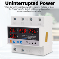 Conmutador de Transferencia Automática Selector de Fase Protector de Voltaje 63A 100A Limitador de Corriente Suministro Ininterrumpido 220V Tipo Corriente AC