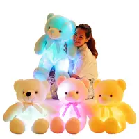 Urso de brinquedo de pelúcia personalizado, brinquedo de pelúcia do urso do diodo emissor de luz com som do dia dos namorados