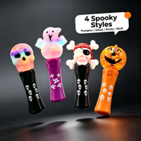 Baguettes lumineuses LED rotatives d'Halloween, lot de 4, avec motifs fantôme, crâne, citrouille, pirate, jouets lumineux pour enfants, cadeaux de fête pour la collecte de bonbons ou de farces