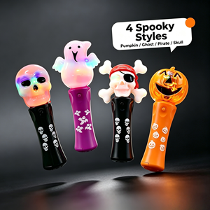 Cadeau d'<span class=keywords><strong>Halloween</strong></span> : Baguette lumineuse LED rotative en plastique ABS, 4 styles (Fantôme, Crâne, Citrouille, Pirate), jouet pour enfants pour fêtes et jeu de la Toussaint - Product Image 1