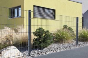 Luxus-Gartenzaun: Details zum Doppelstabmattenzaun, Gittermatten, Doppelstabmatten-Zaun in Grau mit Eckpfosten für den Garten - Product Image 4