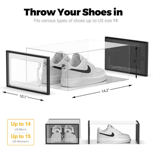 Clear Rectangle Plastic Foldable Lacquer Shoe <b>Box</b> 12 Pack Stackable Shoe <b>Storage</b> Organizer Container Cubes for Sneakers - Product Image 4