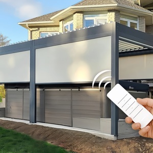 Terrasse <span class=keywords><strong>de</strong></span> jardin motorisée personnalisée Pergola bioclimatique à <span class=keywords><strong>toit</strong></span> rétractable Pergola extérieure en aluminium Stores roulants sans fil - Product Image 1