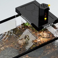Plateforme de bain de soleil transparente antidérapante pour tortues, avec niveau d'eau réglable, accessoires pour reptiles, rampe et île d'escalade pour cage