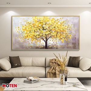Personnalisable <span class=keywords><strong>grande</strong></span> peinture à l'huile de fleur jaune peinte à la main de style moderne <span class=keywords><strong>sur</strong></span> <span class=keywords><strong>toile</strong></span> pour la décoration d'hôtel et le but suspendu - Product Image 4