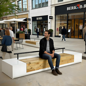 Outdoor Durable Anti-Corrosion Fiberglass & Wood Leisure <b>Bench</b> with Modern Design for Patio Seating - Product Image 1