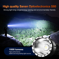 Lampe torche LED ultra-lumineuse longue portée, grande autonomie, rechargeable, avec fixation magnétique, 6 modes d'éclairage pour le camping, la randonnée et l'utilisation nocturne